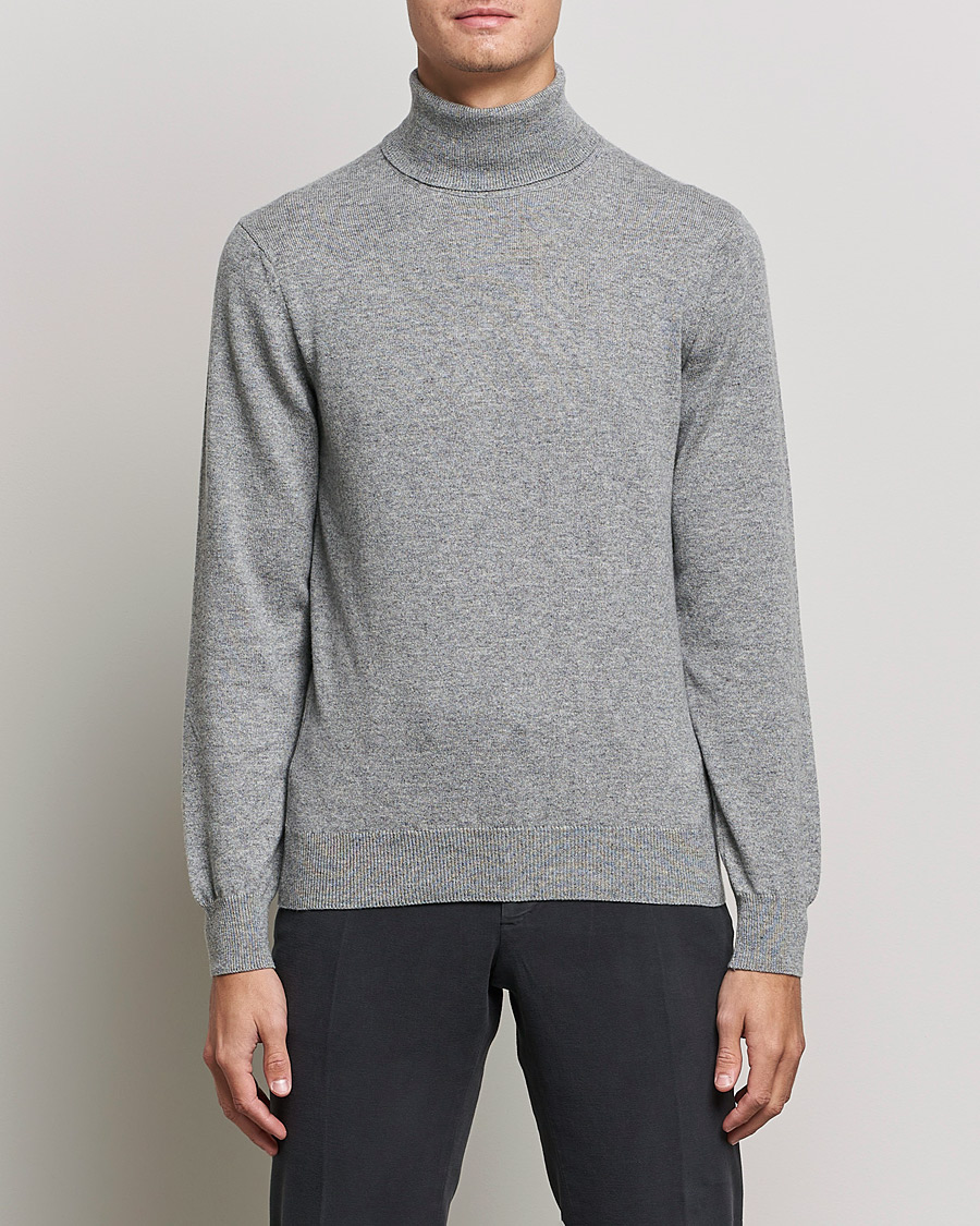 Herre |  | Piacenza Cashmere | Cashmere Rollneck Sweater Light Grey
