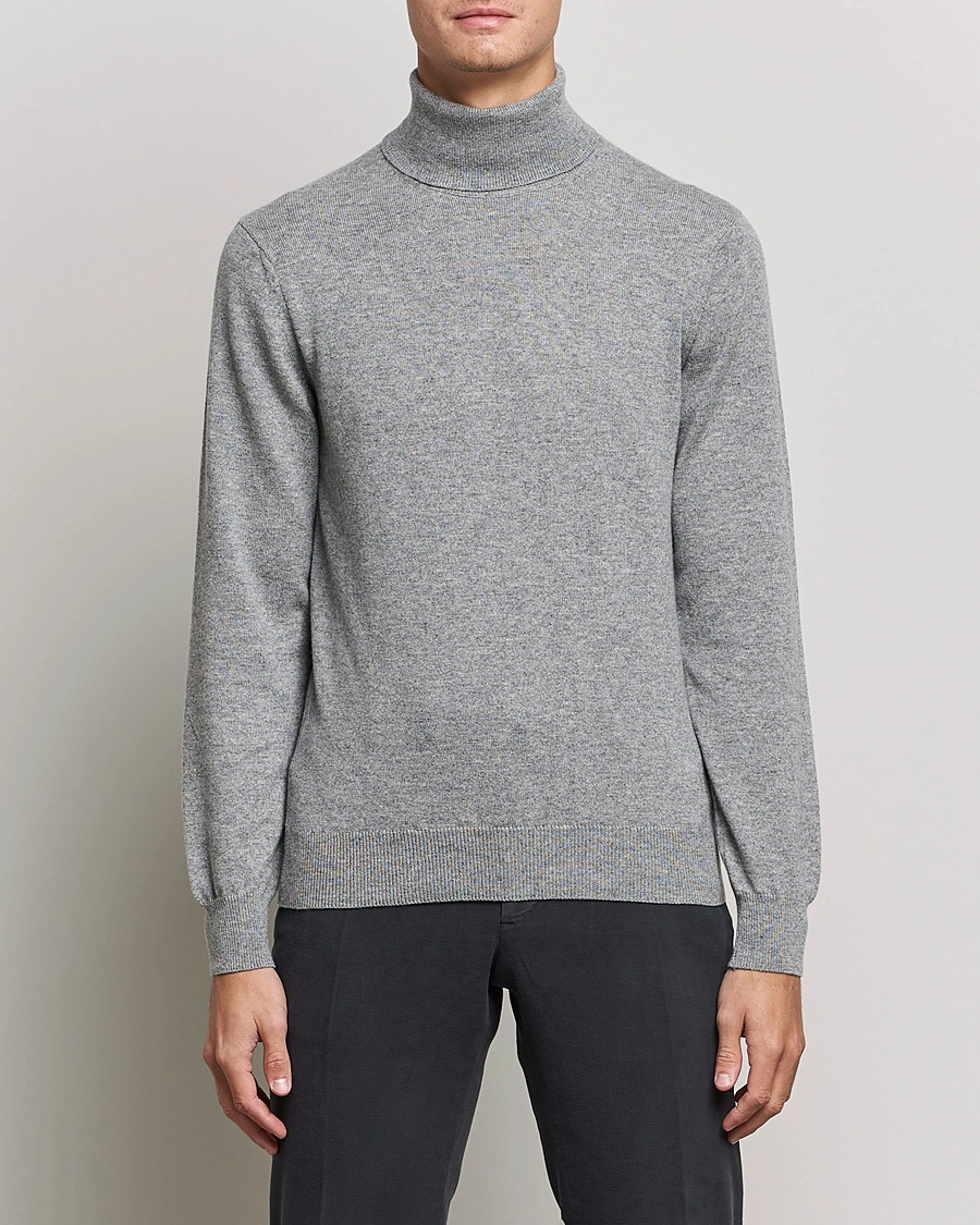 Herre | Italian Department | Piacenza Cashmere | Cashmere Rollneck Sweater Light Grey