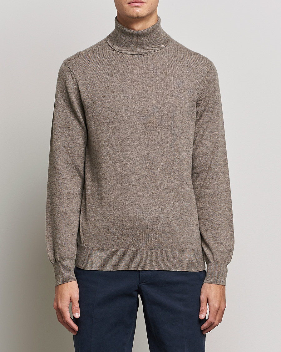 Herre |  | Piacenza Cashmere | Cashmere Rollneck Sweater Brown
