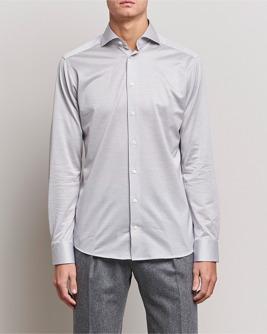 Herre | Skjorter | Eton | King Knit Filo Di Scozia Shirt Grey