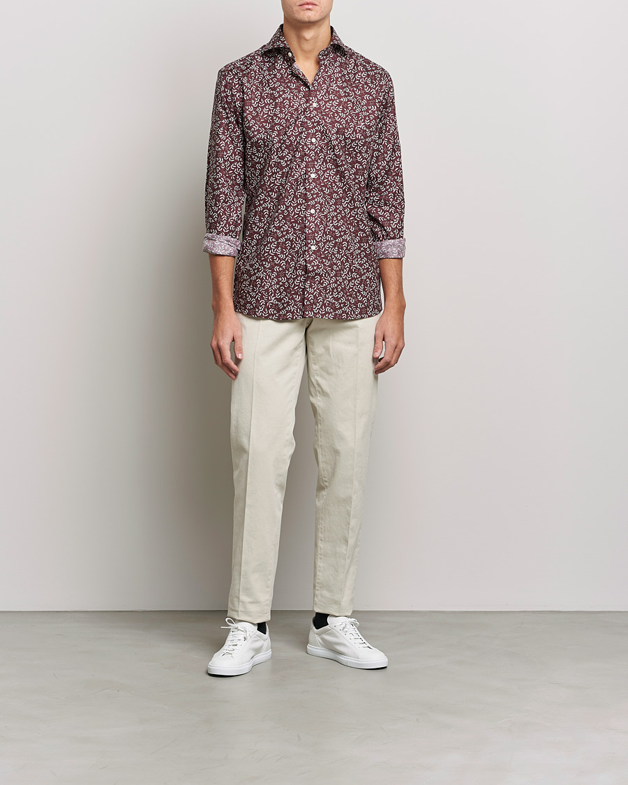 Herre | Skjorter | Eton | Twill Melange Shirt Red Floral