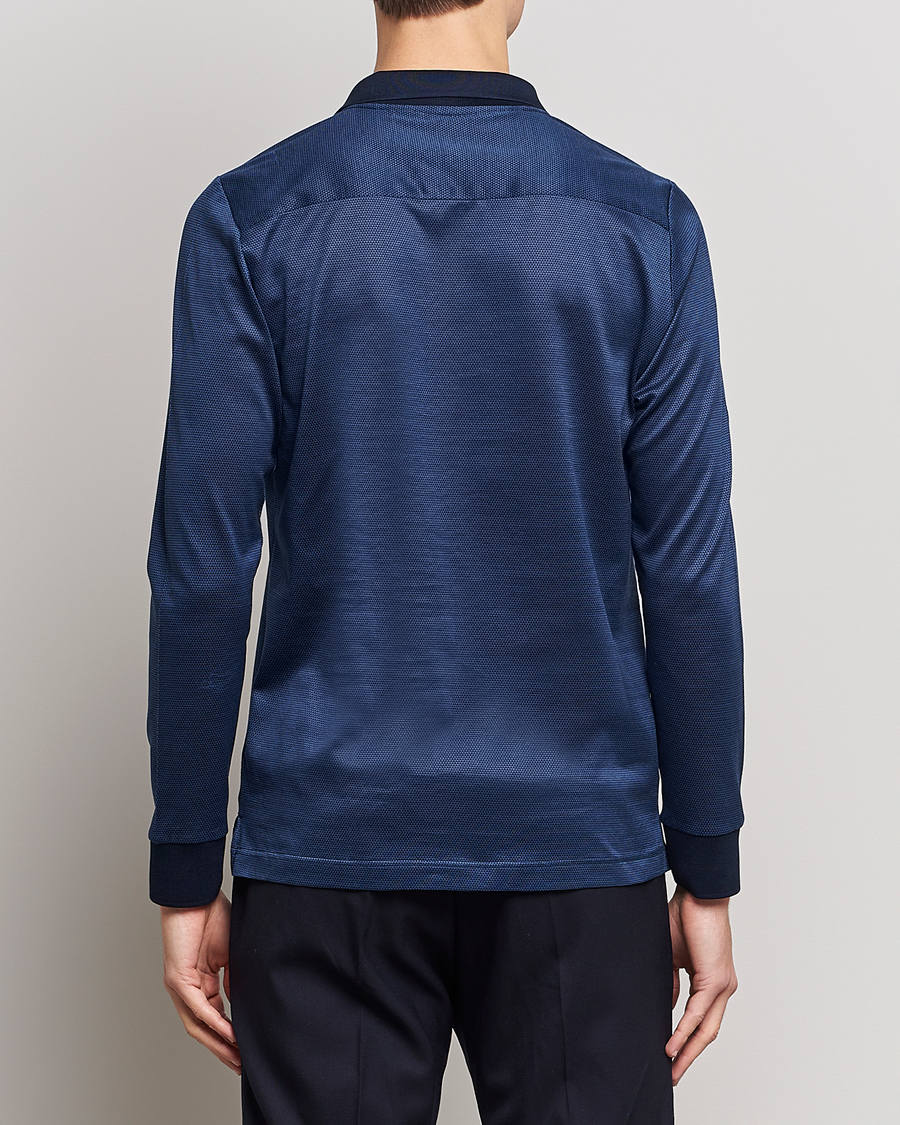 Herre | Trøjer | Eton | Knit Jaquard Polo Shirt Blue