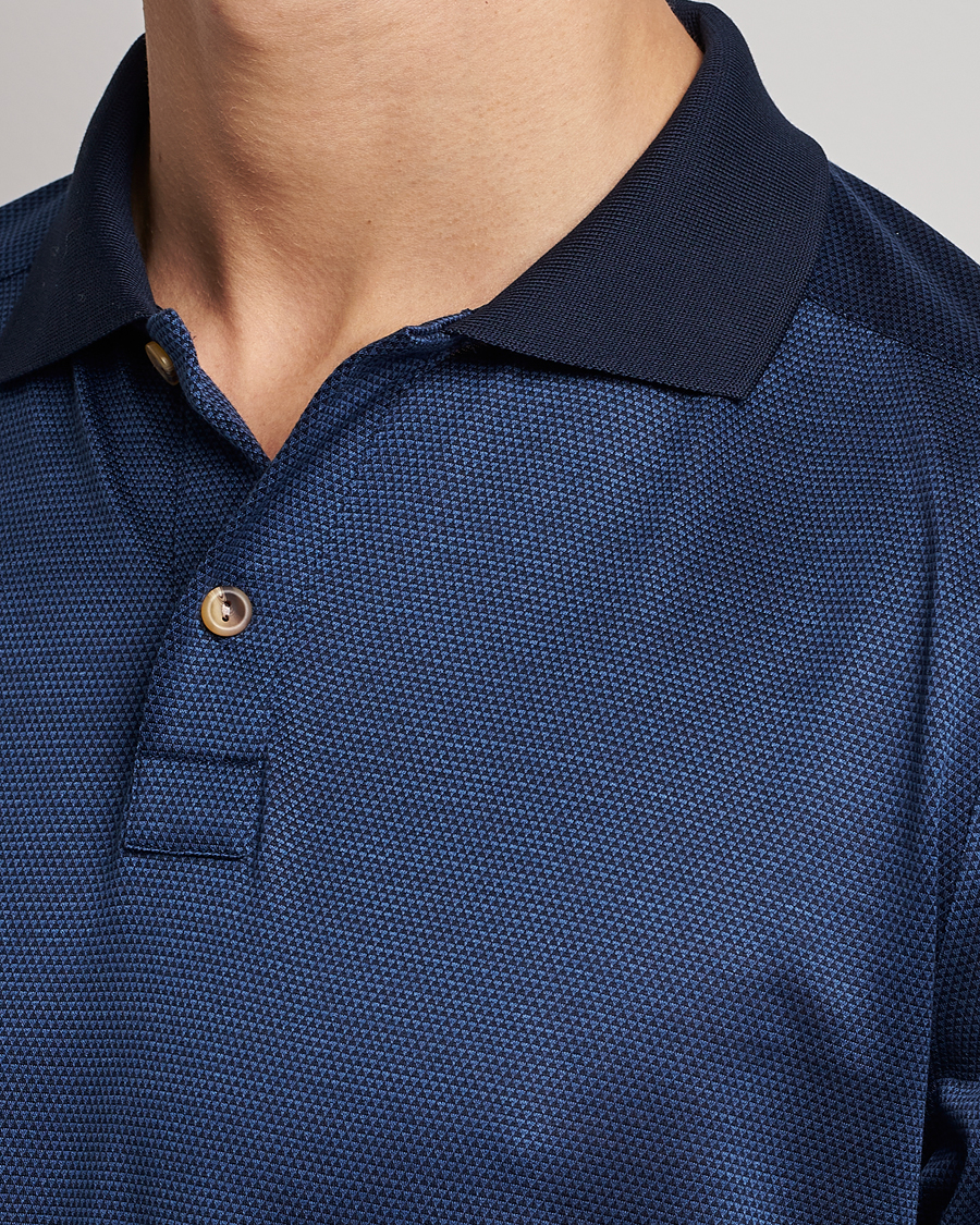 Herre | Trøjer | Eton | Knit Jaquard Polo Shirt Blue