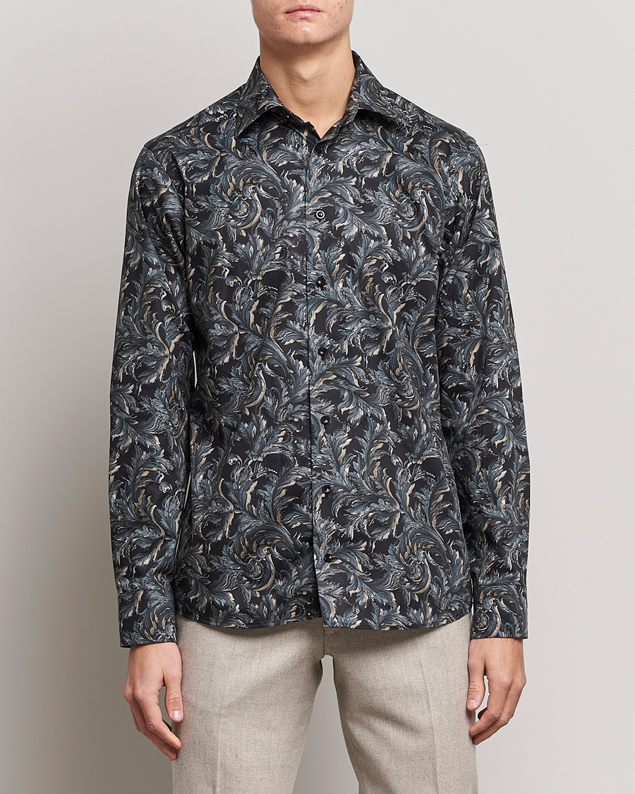 Herre | Skjorter | Eton | Floral  Signature Twill Shirt Black