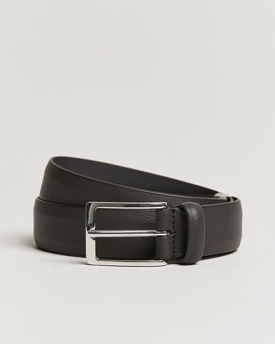 Herre | Anderson's Double Nappa Calf 3 cm Belt Dark Brown | Anderson's | Double Nappa Calf 3 cm Belt Dark Brown