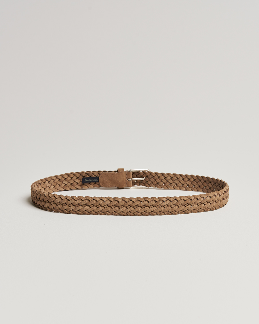 Herr |  | Anderson\'s | Woven Suede Belt 3 cm Beige