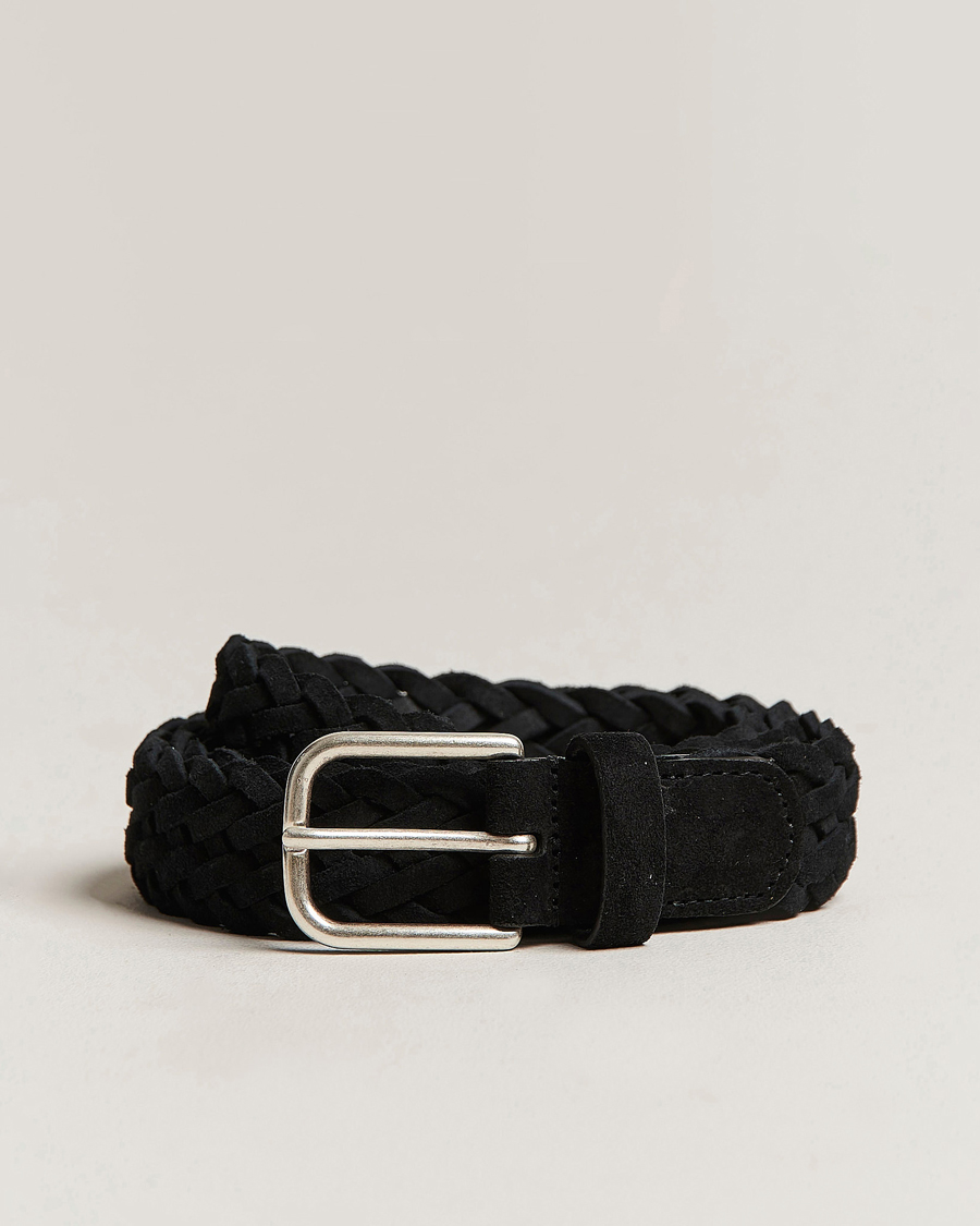 Herre | Bælter | Anderson's | Woven Suede Belt 3 cm Black
