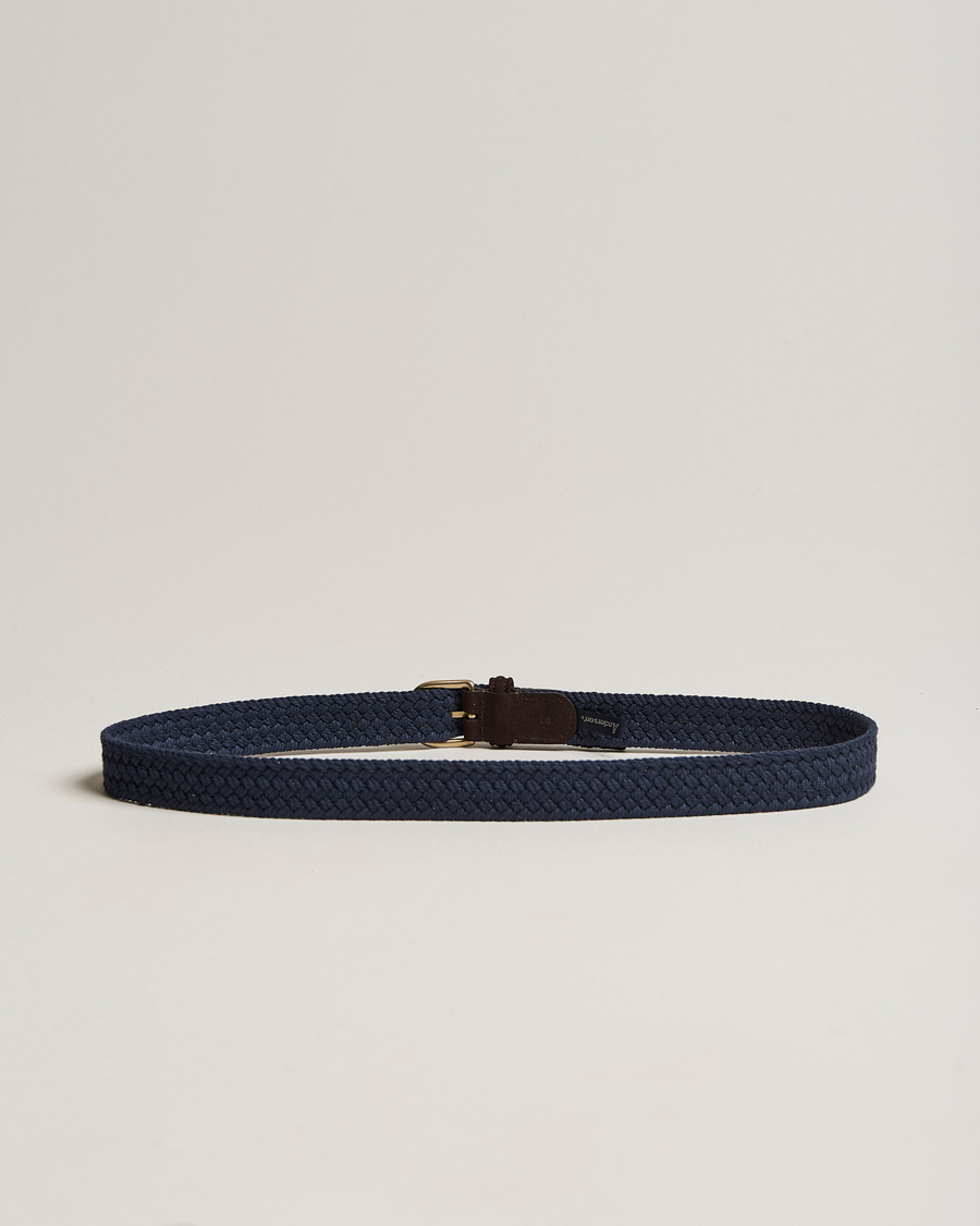 Herre | Bælter | Anderson's | Braided Cotton Casual Belt 3 cm Navy