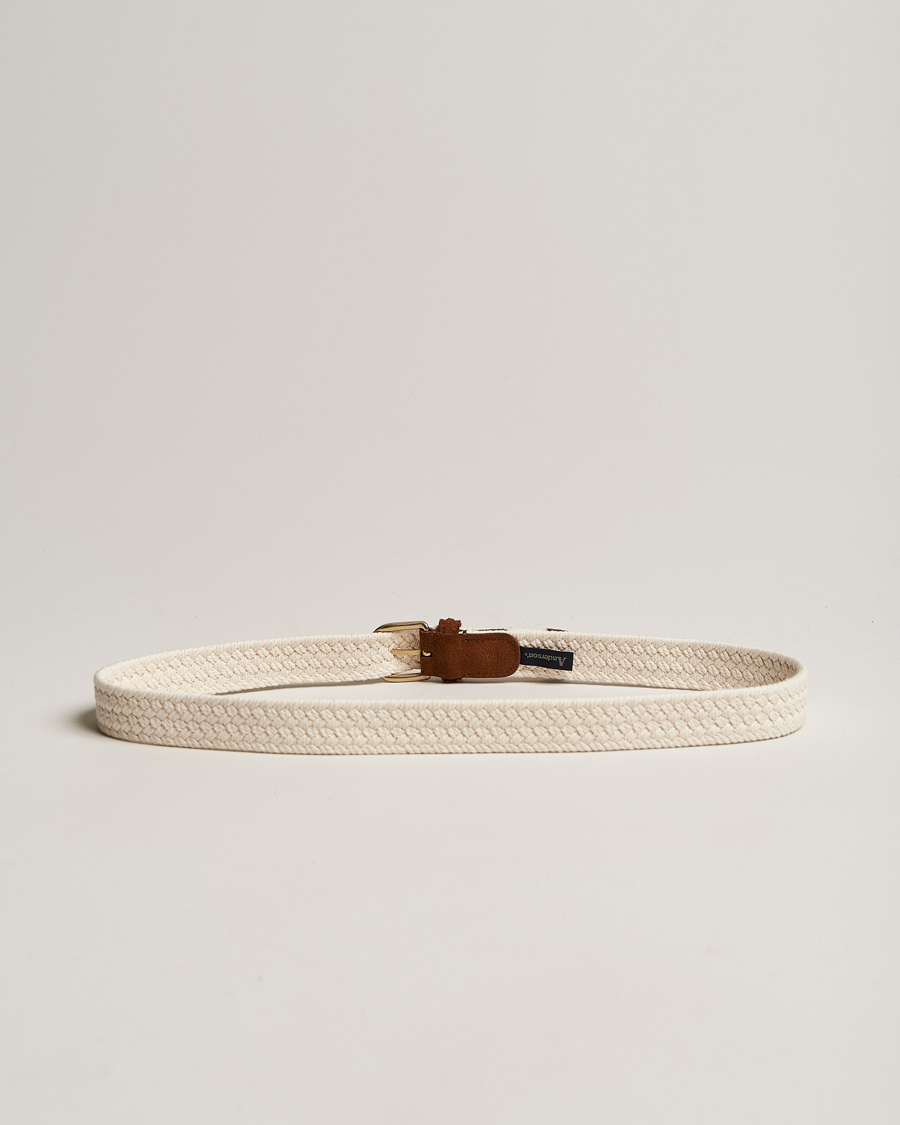 Herre | Flettede bælter | Anderson's | Braided Cotton Casual Belt 3 cm White