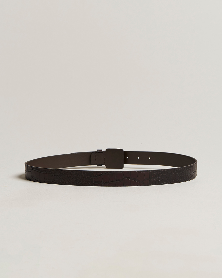 Herre | Anderson's Embossed Croco Belt 3 cm Brown | Anderson's | Embossed Croco Belt 3 cm Brown