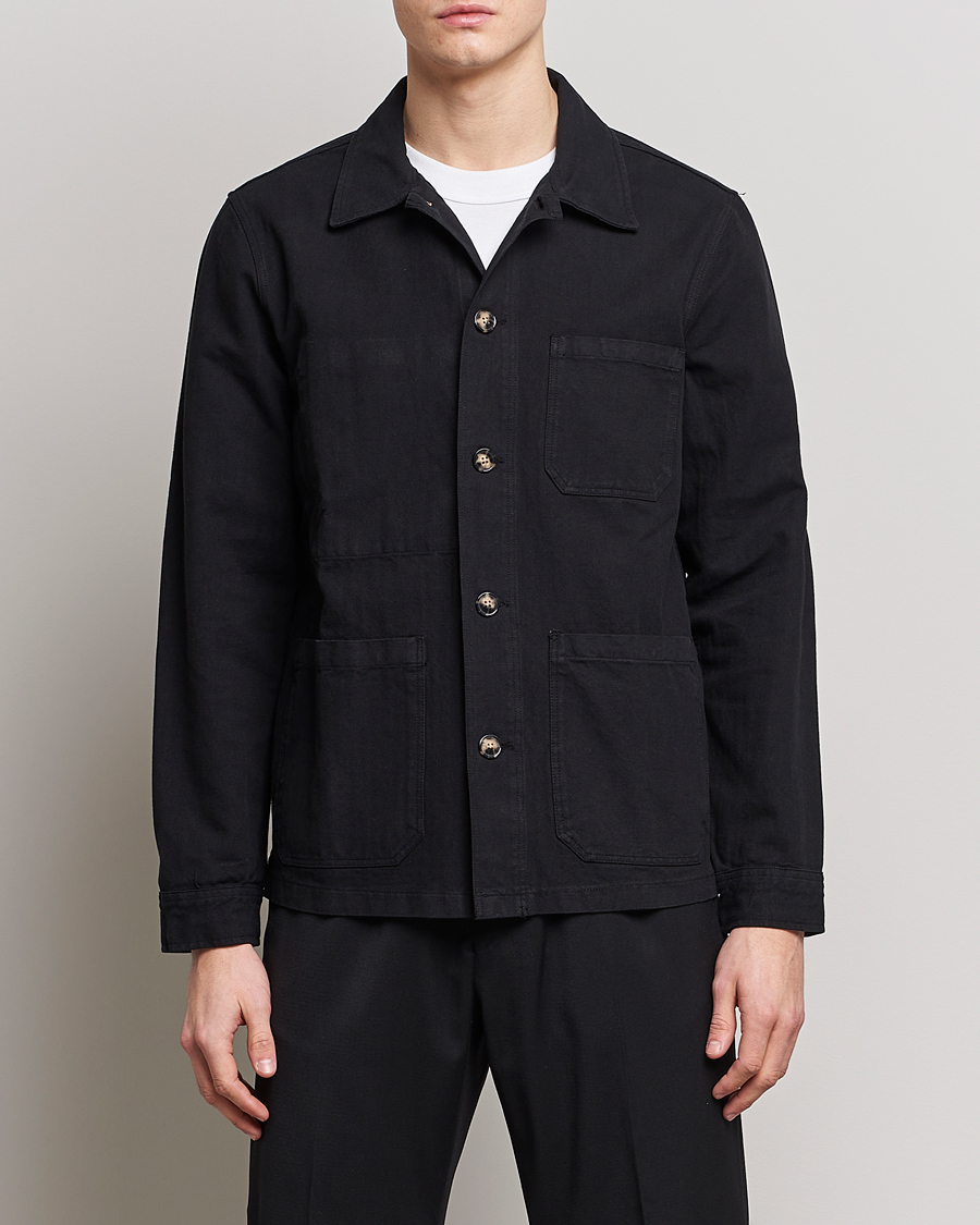 Herre | Skjorter | A Day's March | Original Herringbone Overshirt Regular Fit Black