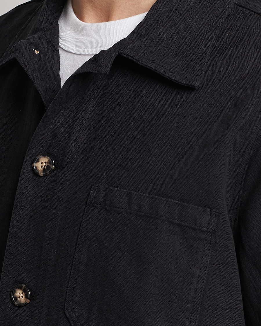 Herre | Skjorter | A Day's March | Original Herringbone Overshirt Regular Fit Black