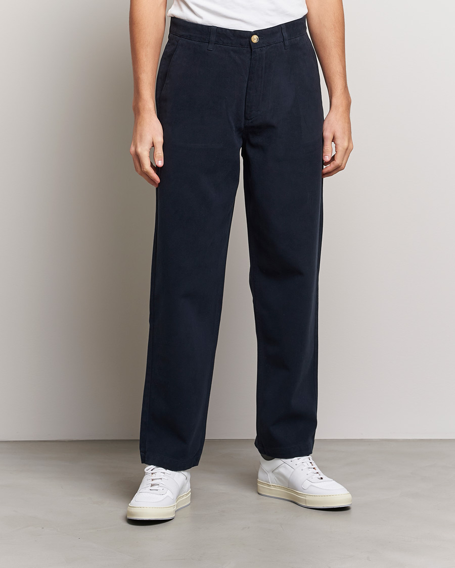 Herre | Tøj | A Day's March | Redwood Cotton/Tencel Trousers Navy