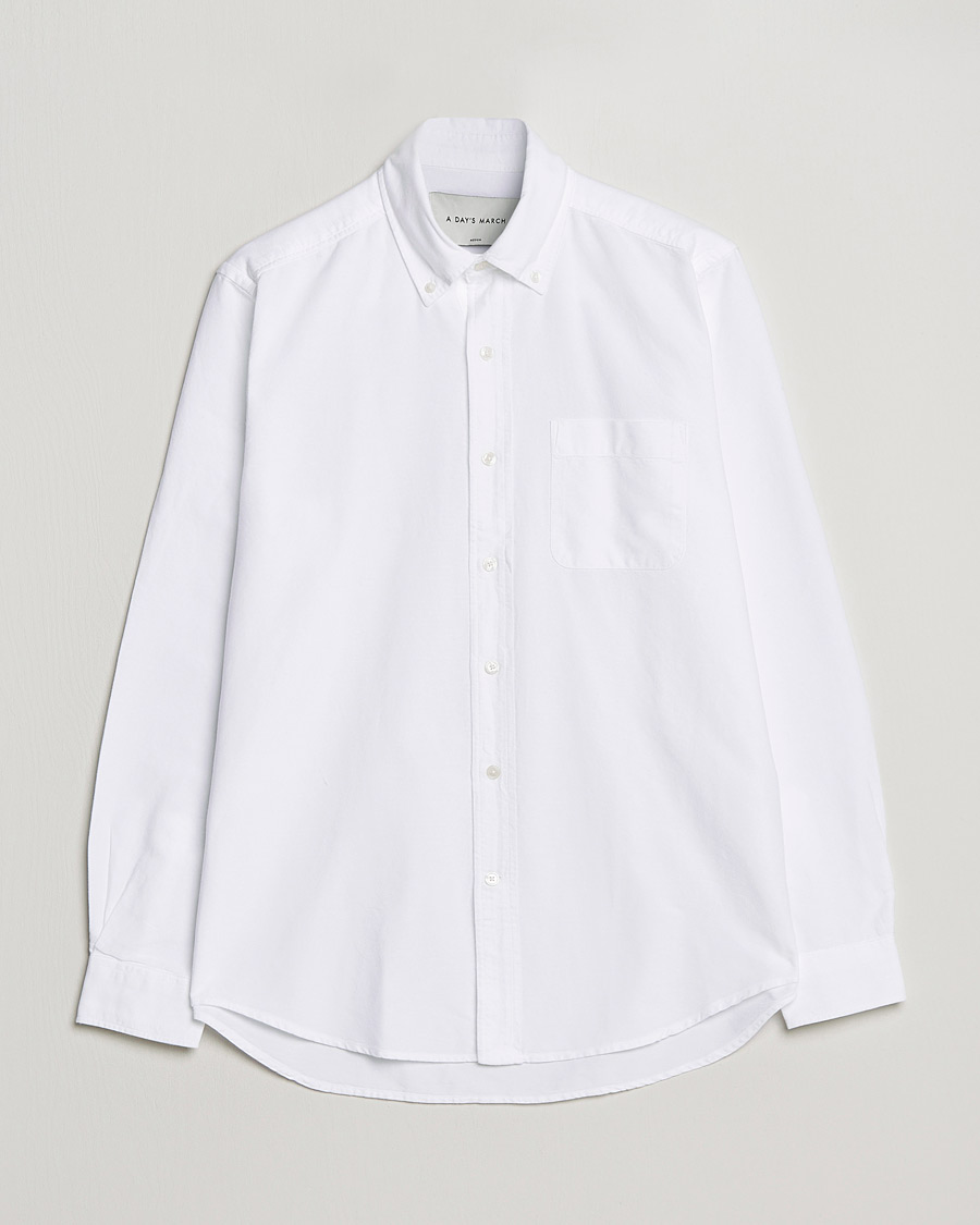 Herre | Skjorter | A Day's March | Moorgate Dyed Oxford Shirt White