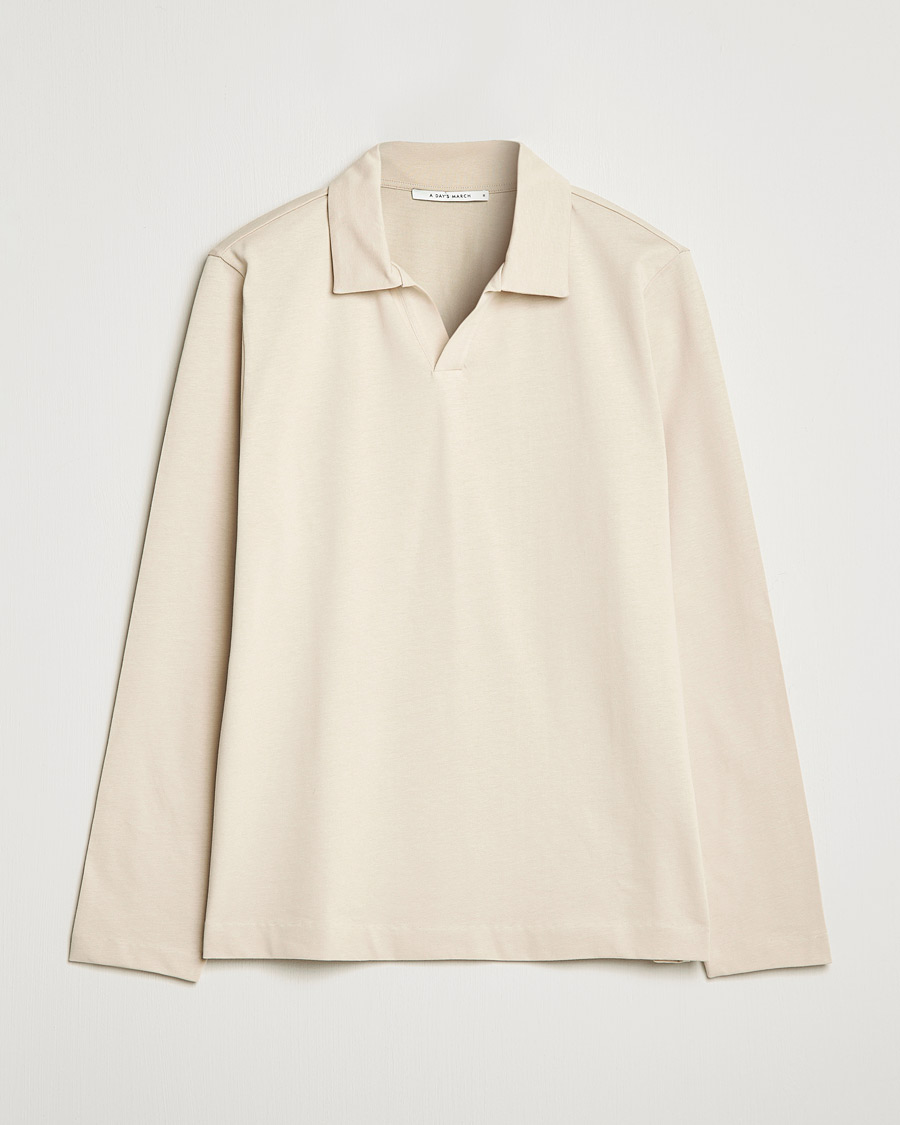Herre | Langærmet Polo | A Day's March | Branford Long Sleeve Jersey Polo Sand
