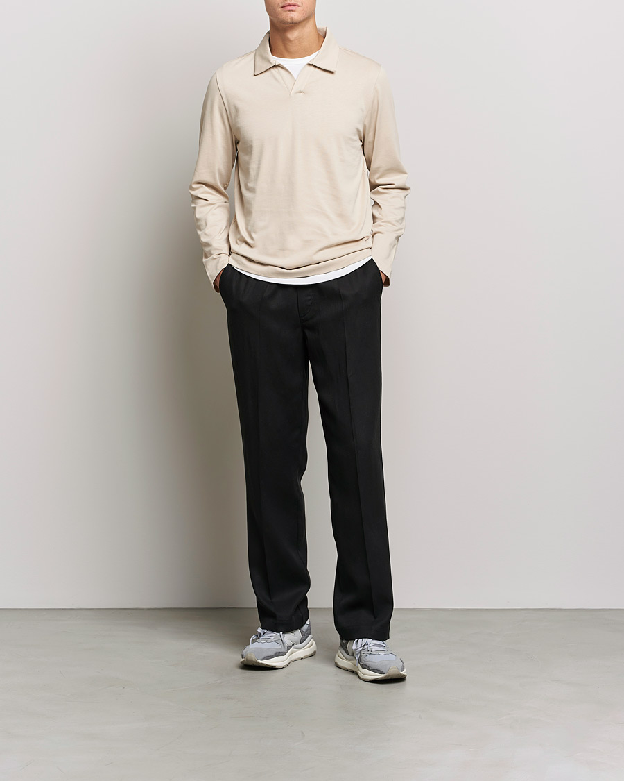 Herre | Polotrøjer | A Day's March | Branford Long Sleeve Jersey Polo Sand