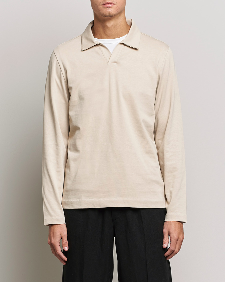 Herre | A Day's March | A Day's March | Branford Long Sleeve Jersey Polo Sand