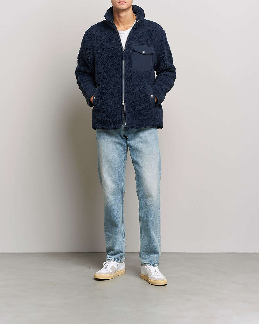 Herre | Trøjer | A Day's March | Tone Pile Fleece Jacket Navy