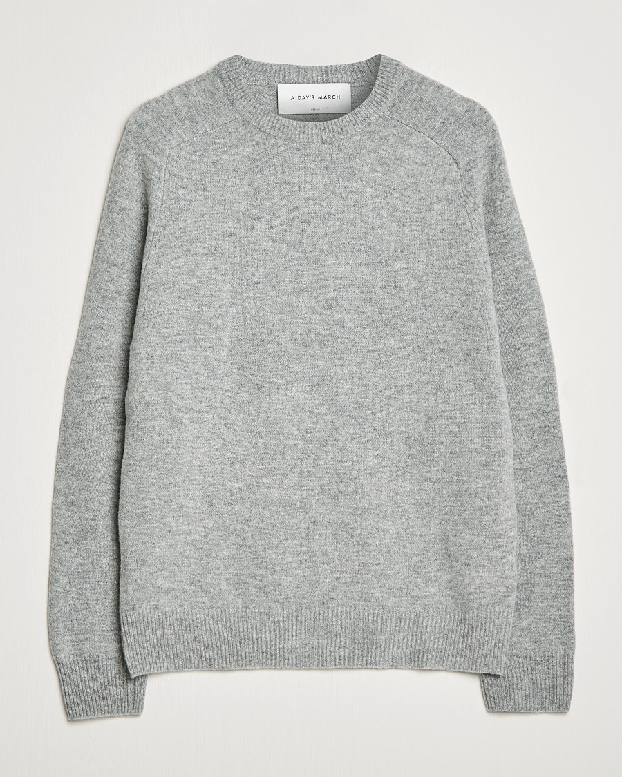 Herre | Trøjer | A Day's March | Brodick Lambswool Sweater Grey Melange