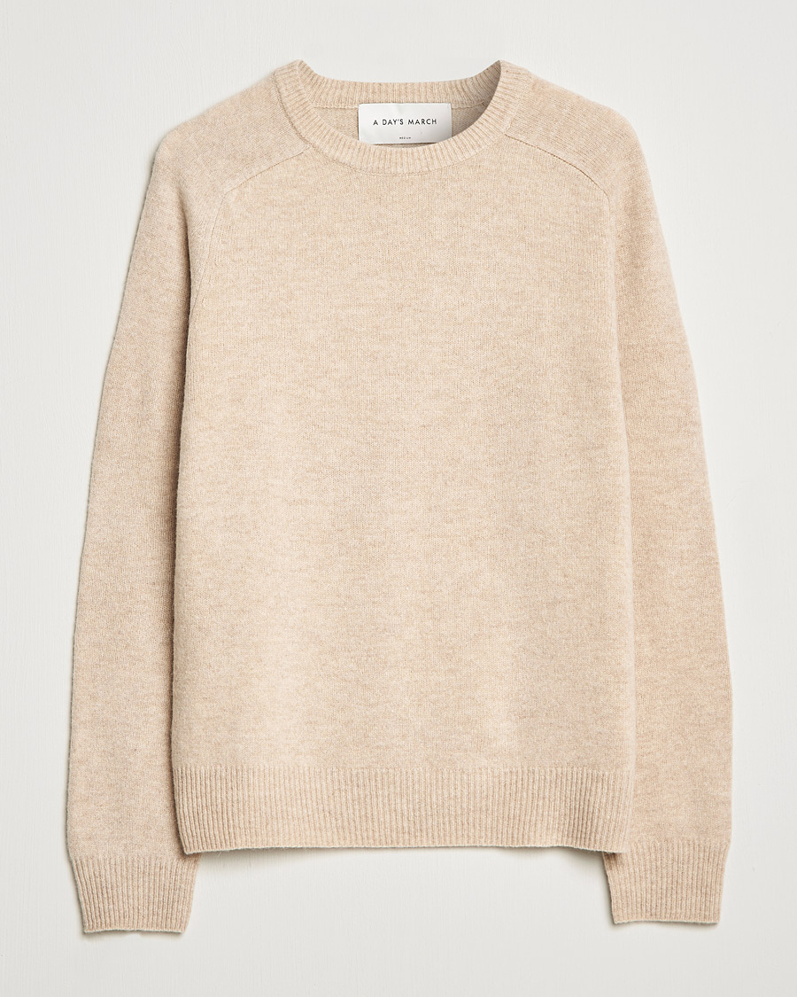 Herre | Trøjer | A Day's March | Brodick Lambswool Sweater Sand Melange