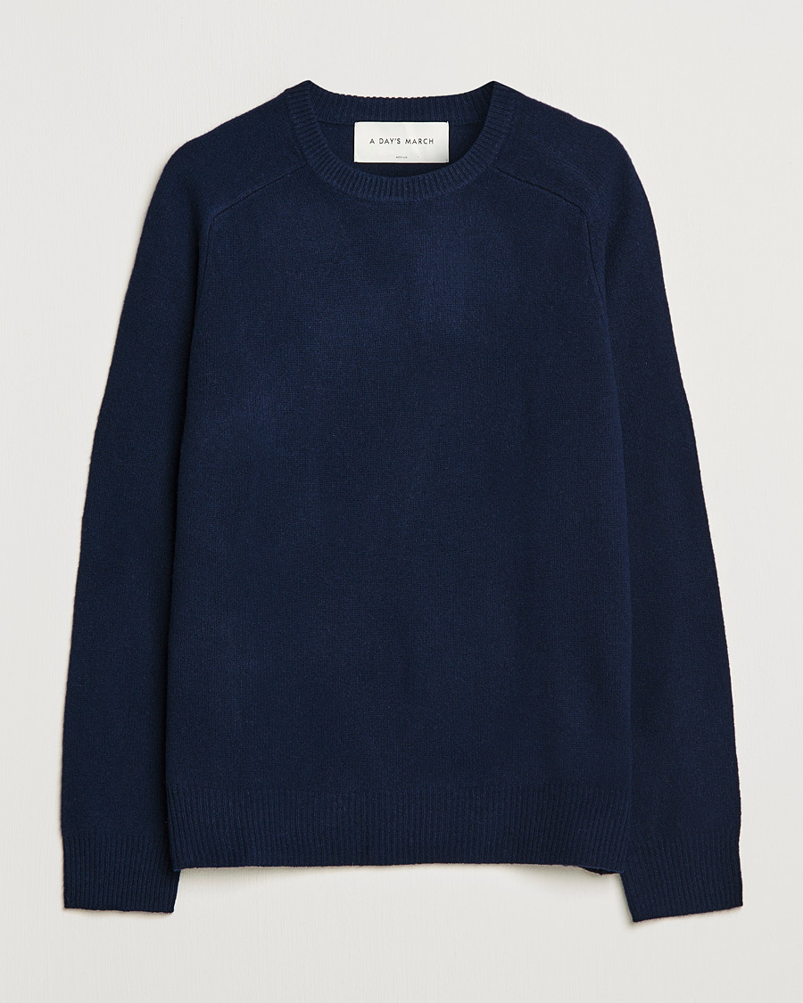 Herre | Trøjer | A Day's March | Brodick Lambswool Sweater Navy