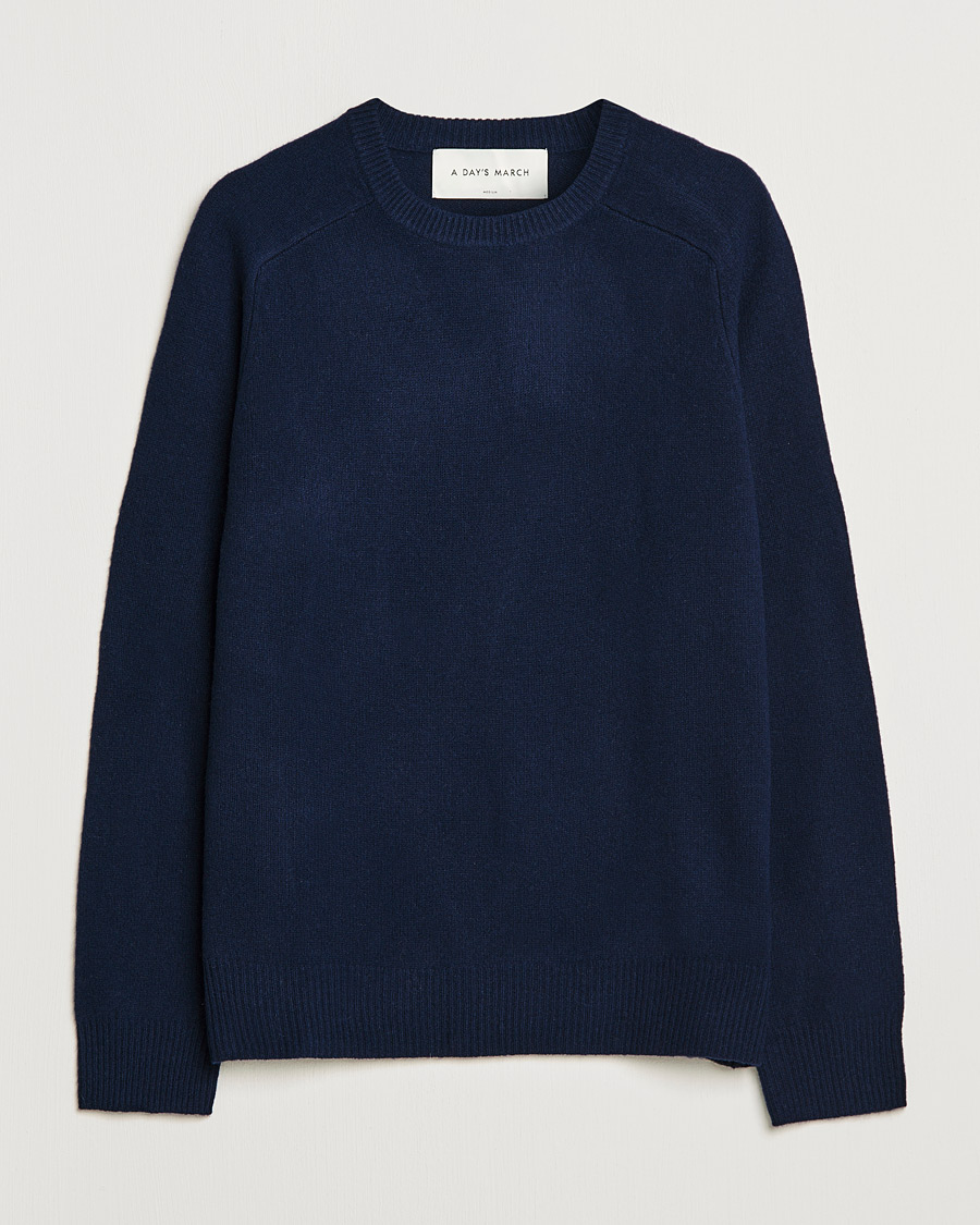 Herre | Trøjer | A Day's March | Brodick Lambswool Sweater Navy