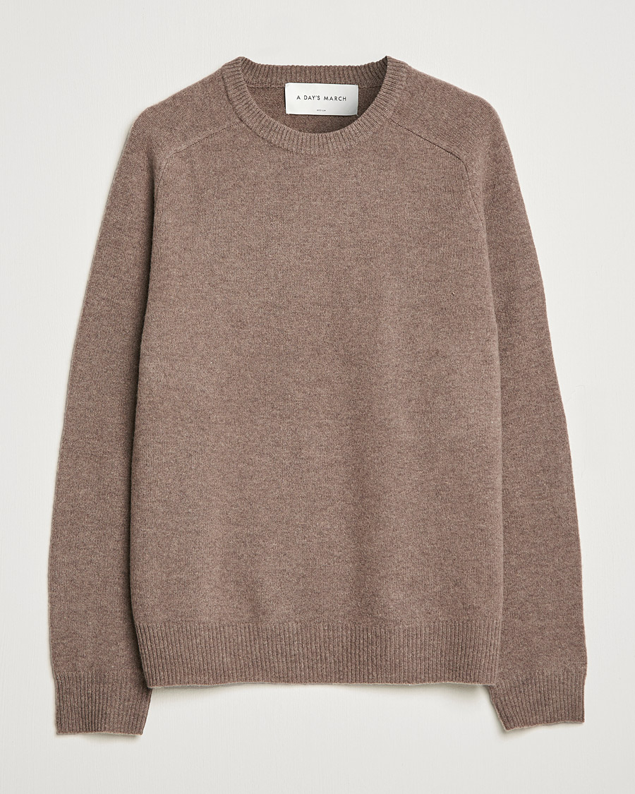 Herre | Trøjer | A Day's March | Brodick Lambswool Sweater Taupe Melange