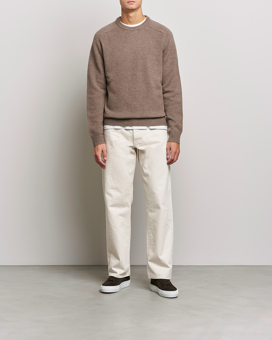 Herre | Trøjer | A Day's March | Brodick Lambswool Sweater Taupe Melange
