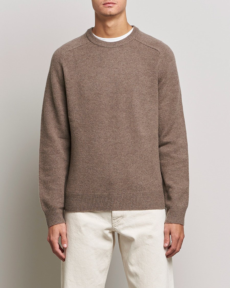 Herre | Trøjer | A Day's March | Brodick Lambswool Sweater Taupe Melange