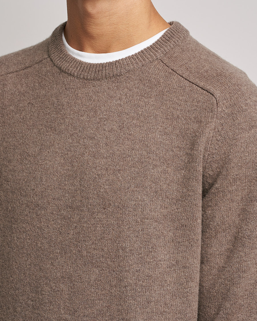 Herre | Trøjer | A Day's March | Brodick Lambswool Sweater Taupe Melange