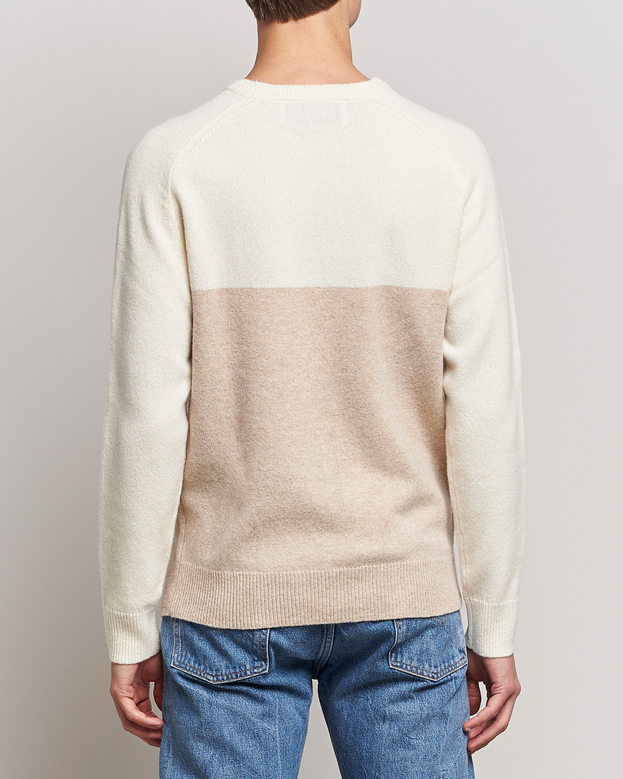Herre | Trøjer | A Day's March | Brodick Block Lambswool Sweater Sand/Off White