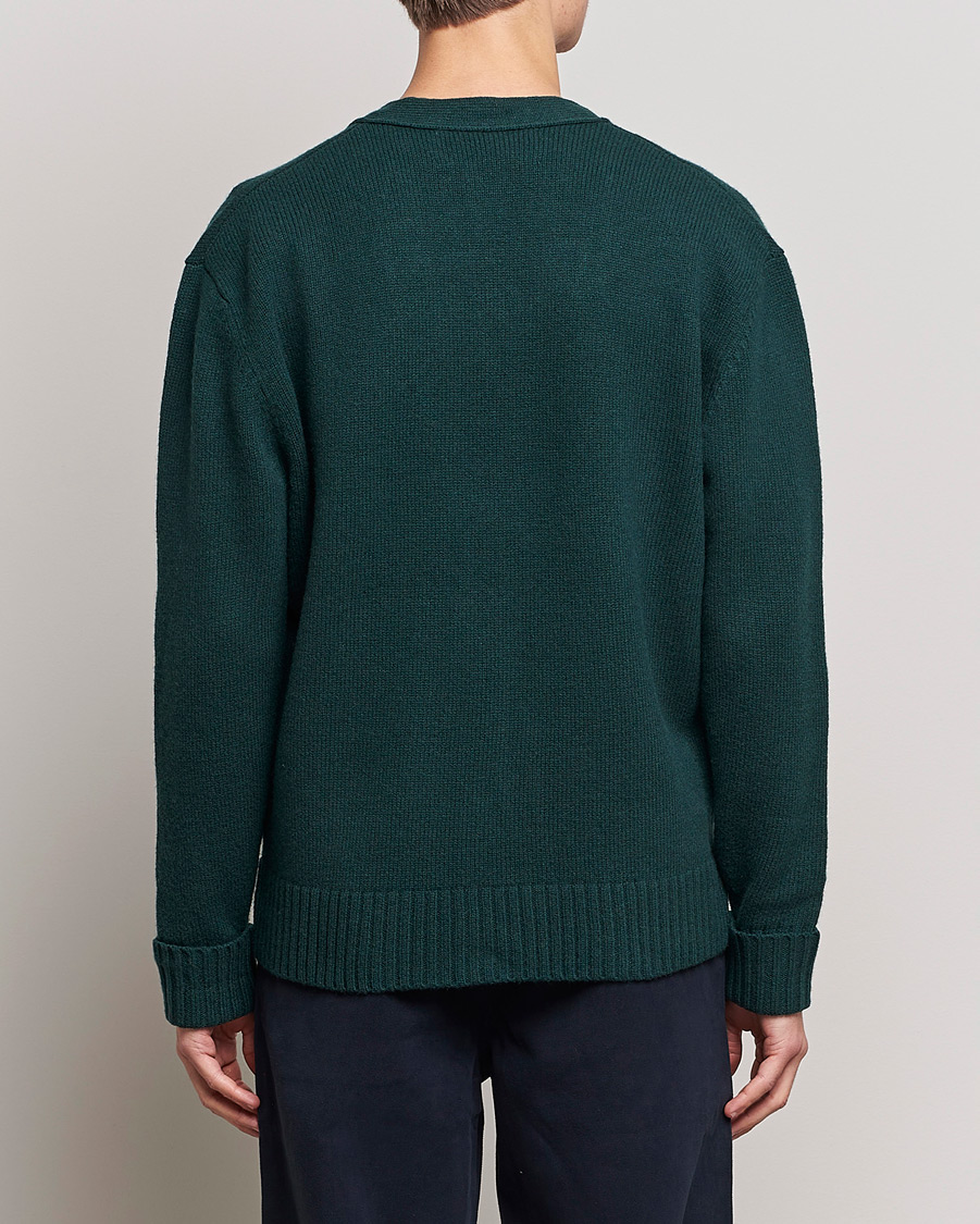 Herre | Trøjer | A Day's March | Snag Lambswool Cardigan Bottle Green