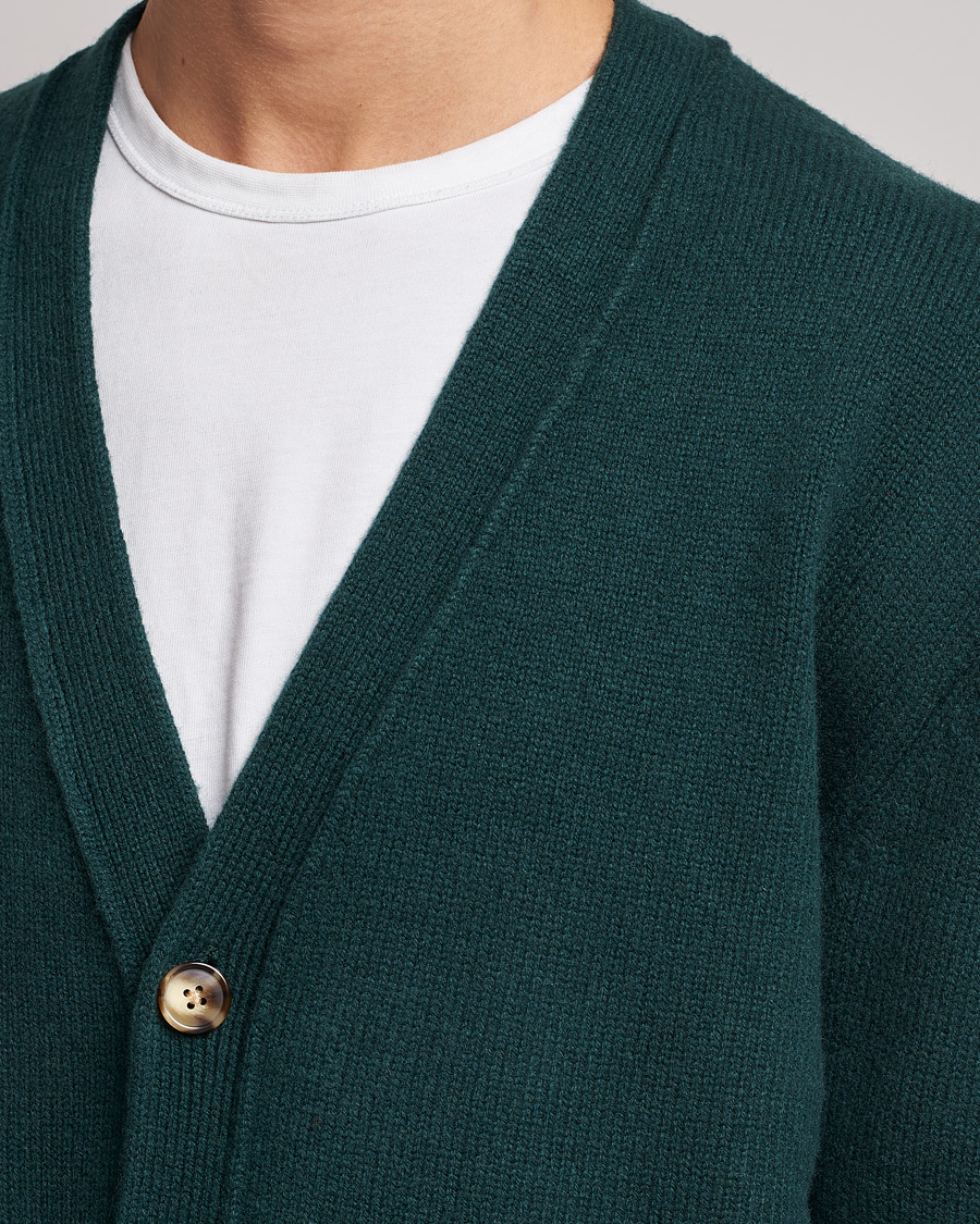 Herre | Trøjer | A Day's March | Snag Lambswool Cardigan Bottle Green
