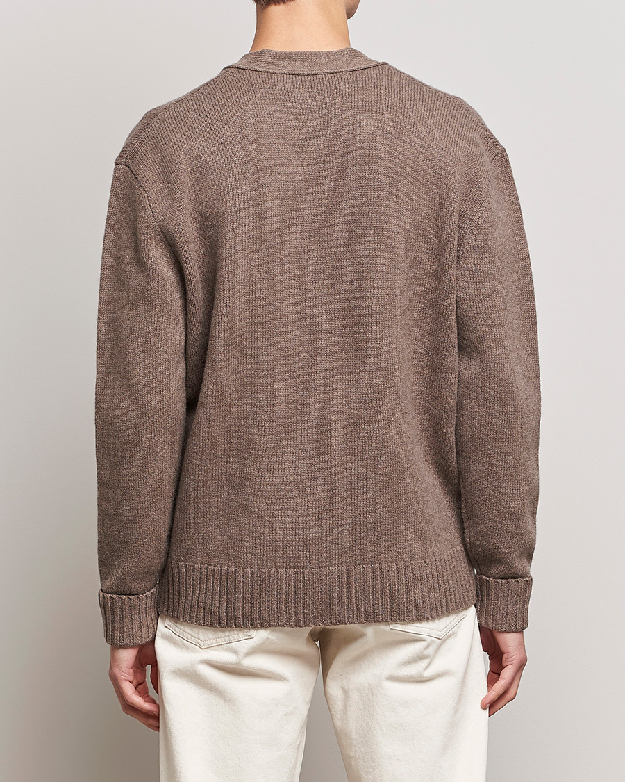 Herre | Trøjer | A Day's March | Snag Lambswool Cardigan Taupe Melange