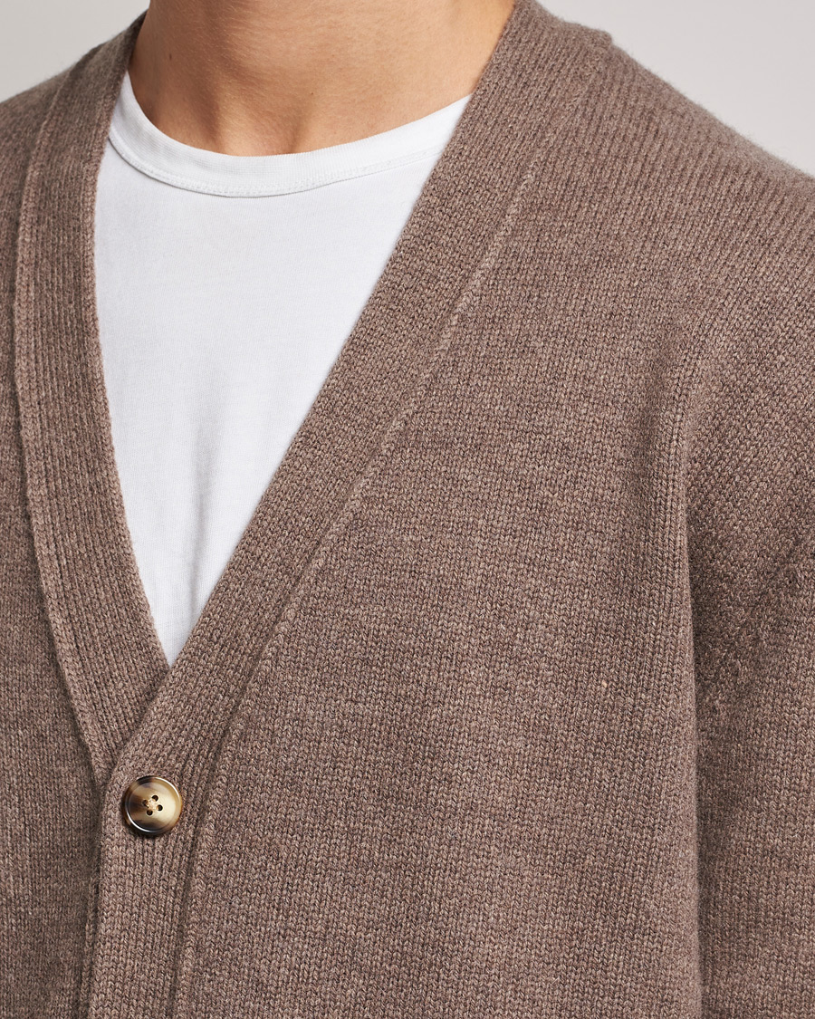 Herre | Trøjer | A Day's March | Snag Lambswool Cardigan Taupe Melange