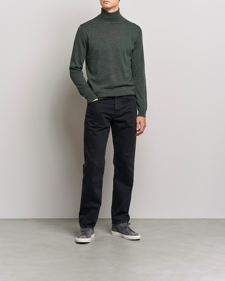 Herre | Trøjer | A Day's March | Nela Merino Rollneck Moss Melange