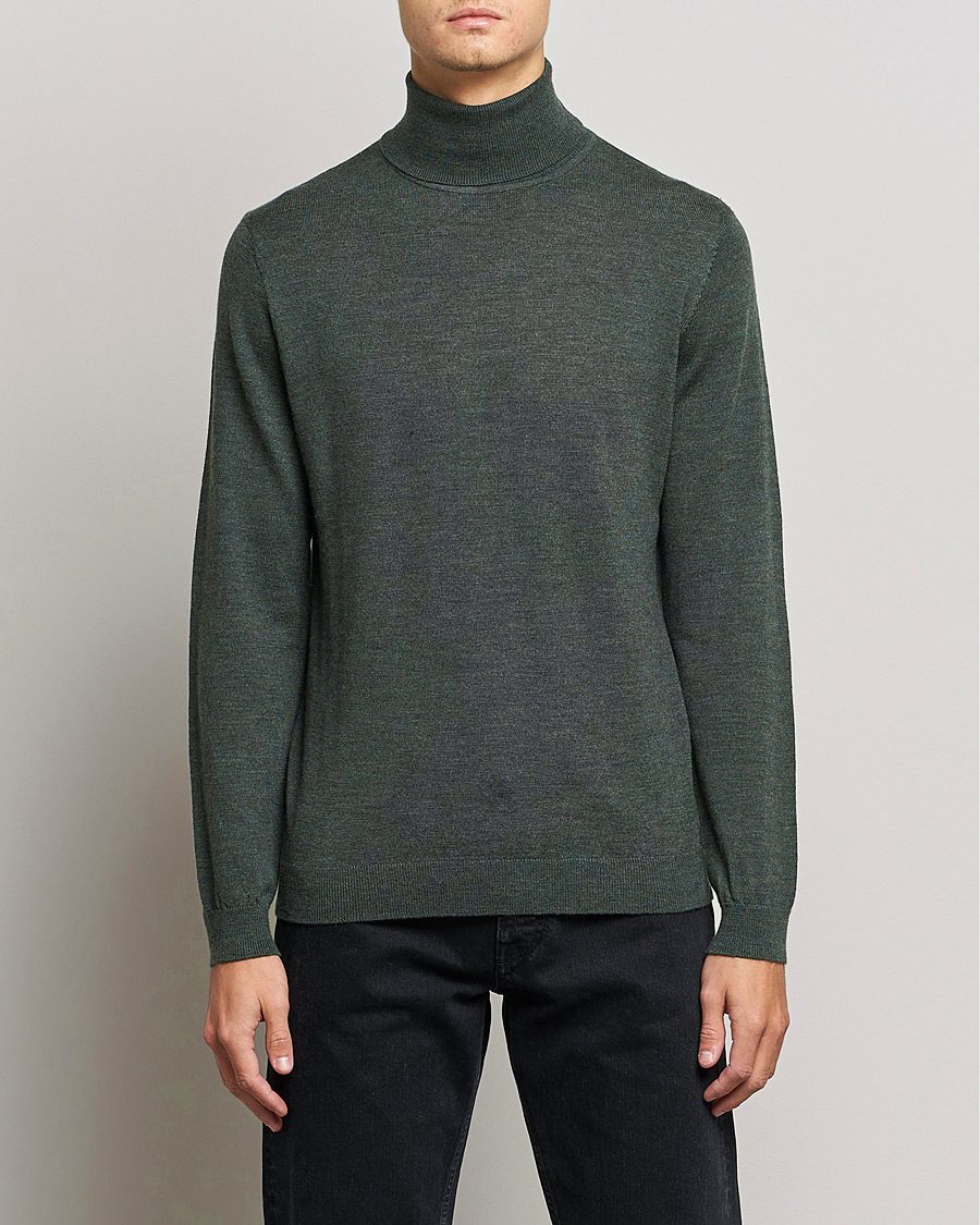 Herre | Trøjer | A Day's March | Nela Merino Rollneck Moss Melange