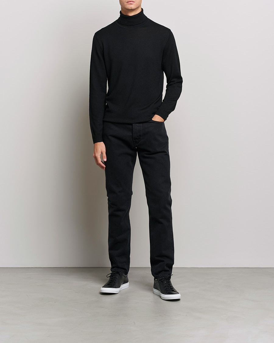 Herre | Trøjer | A Day's March | Nela Merino Rollneck Black