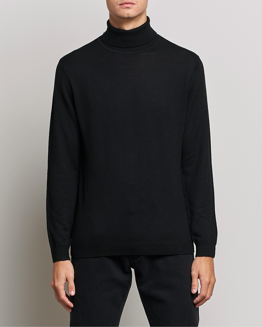Herre | Trøjer | A Day's March | Nela Merino Rollneck Black