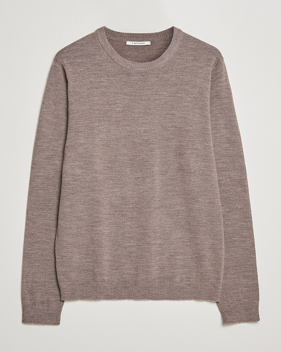 Herre | Trøjer | A Day's March | Alagón Merino Crew Taupe Melange