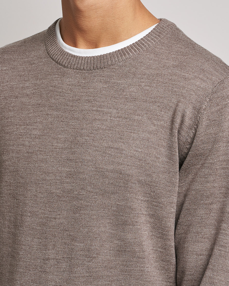 Herre | Trøjer | A Day's March | Alagón Merino Crew Taupe Melange