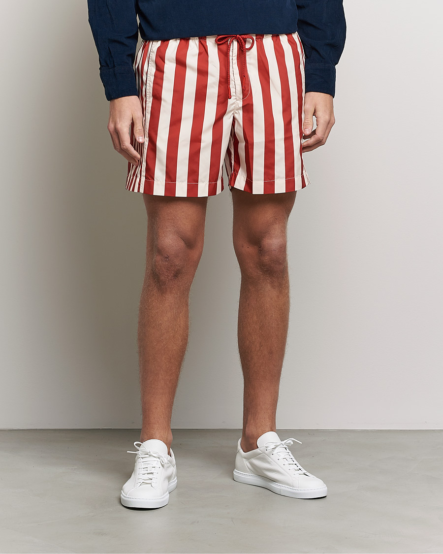 Herre | Badebukser | Orlebar Brown | Bulldog Drawcord Mix Stripe Swim Shorts Vermillion