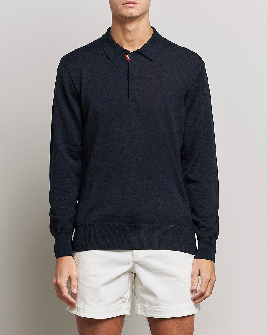Herre | Strikkede polotrøjer | Orlebar Brown | Ebro OB Stripe Merino Poloshirt Night Iris
