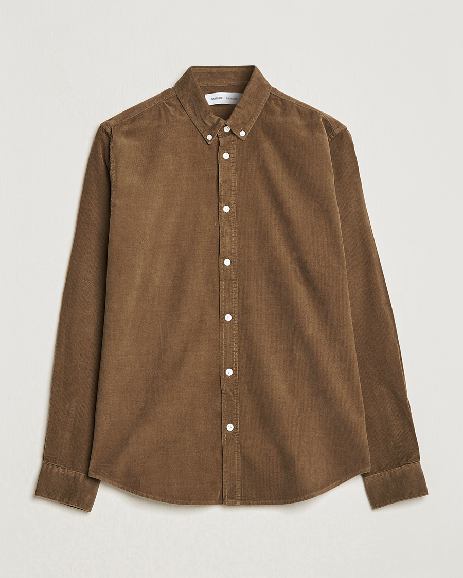 Herre | Skjorter | Samsøe Samsøe | Samsøe & Samsøe Liam Organic Cotton Corduroy Shirt Stone Gray