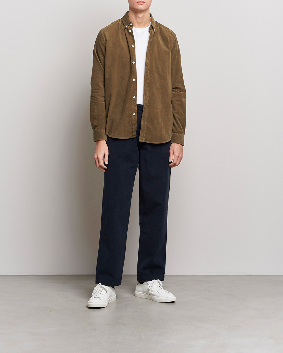 Herre | Skjorter | Samsøe Samsøe | Samsøe & Samsøe Liam Organic Cotton Corduroy Shirt Stone Gray