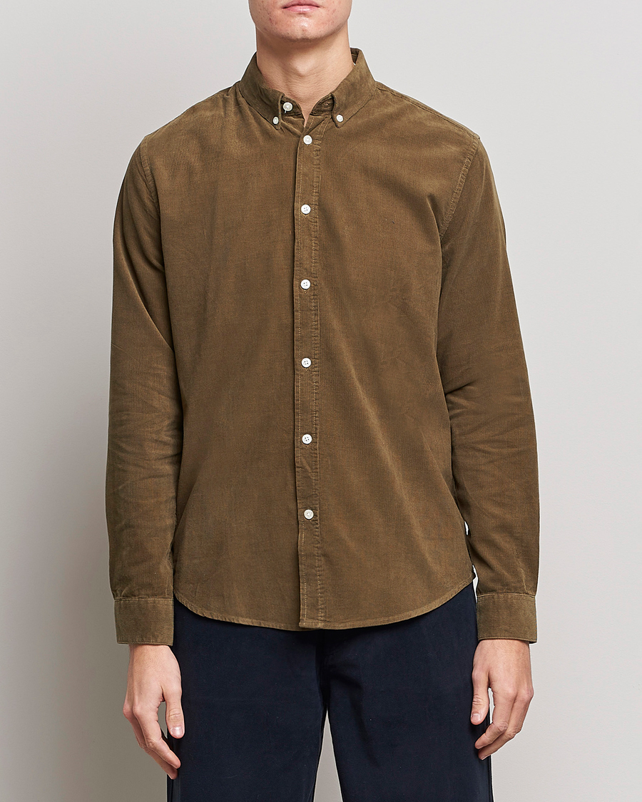 Herre | Skjorter | Samsøe Samsøe | Samsøe & Samsøe Liam Organic Cotton Corduroy Shirt Stone Gray