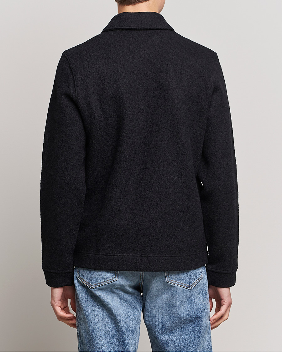 Herre | Skjorter | Samsøe Samsøe | Samsøe & Samsøe Hannes Boiled Wool Full Zip Overshirt Black