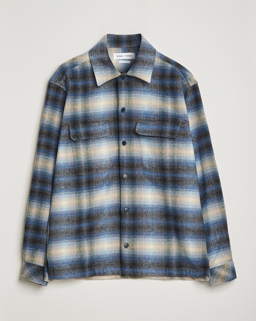 Herre | Skjorter | Samsøe Samsøe | Samsøe & Samsøe Castor Recycled Overshirt Blue Checked