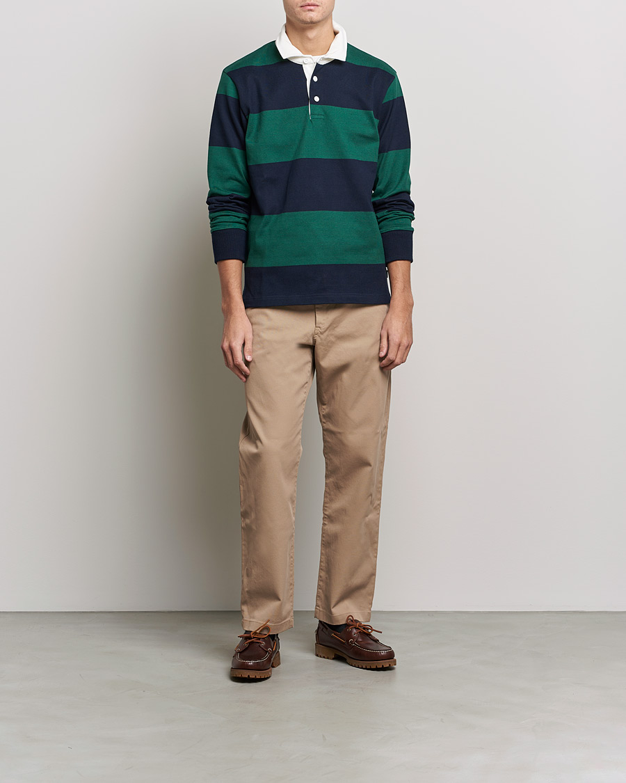 Herre | Trøjer | Rowing Blazers | Block Stripe Rugby Hunter Green/Navy