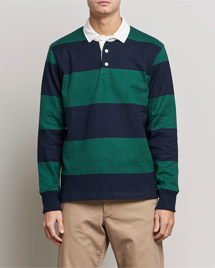 Herre | Trøjer | Rowing Blazers | Block Stripe Rugby Hunter Green/Navy